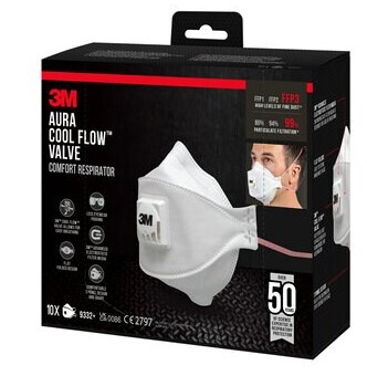 MASQUE ANTI-POUSSIERE 9332+ FFP3 AVEC VALVE (10PC)
