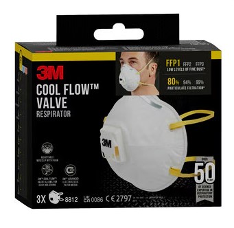 MASQUE POUSSIERE  8812 FFP1 AVEC VALVE (3PC)