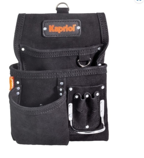 [1060213] BLACK LEATHER BAG 5 POCKETS (1PC)